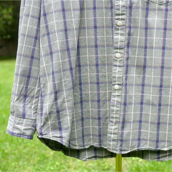 Vintage 90s Lands’ End Green Plaid Button Up Shirt - Picture 6 of 7